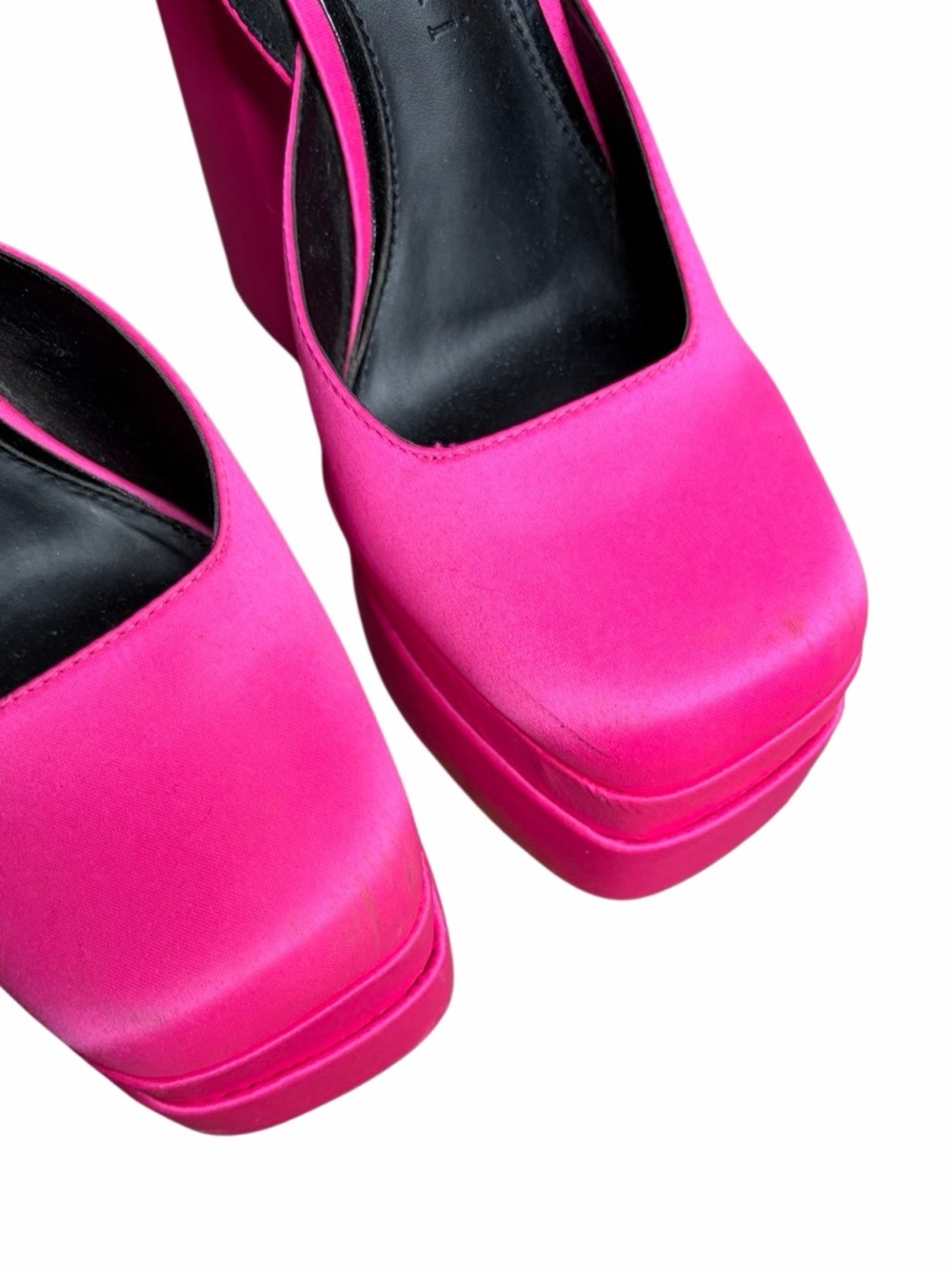 Gianni Bini Hot Pink Silk Platform Mary Jane Pumps Size 9 - Picture 2 of 10